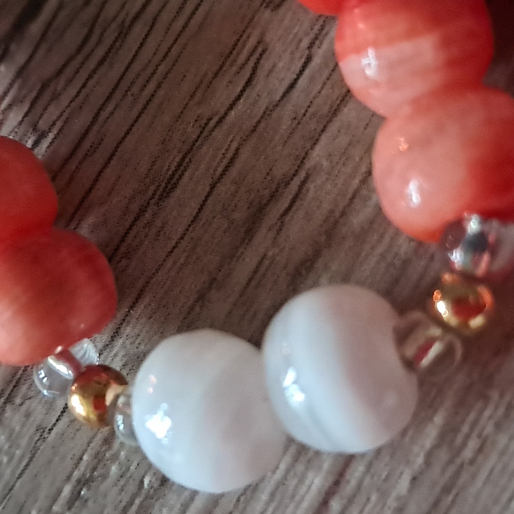 Mangano Calcite And Coral Calcite Beaded Necklace View 3